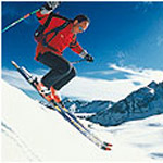 Skiing perfect white slopes