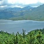 A lake in the mountains