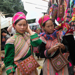 Young women at a market